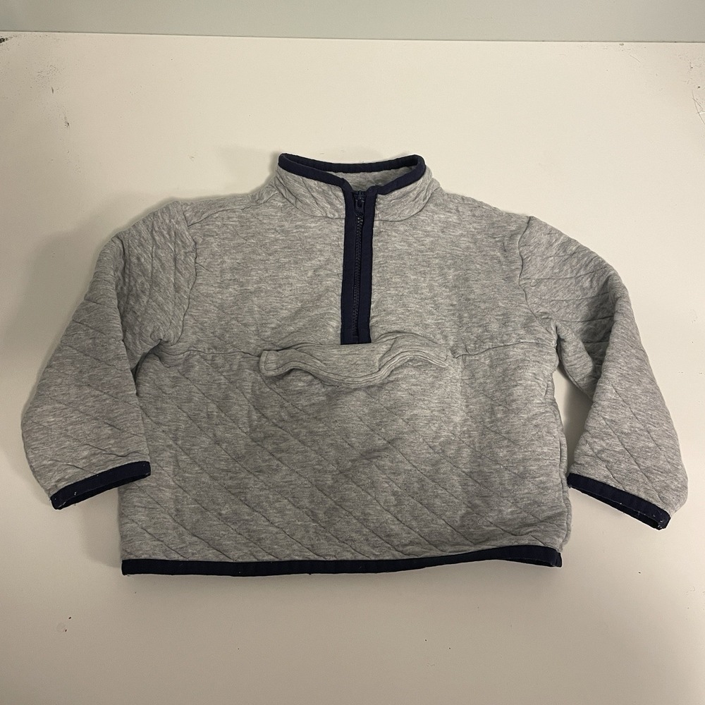 Janie And Jack Boys 2T Gray Quilted 1/2 Zip Sweatshirt - Picture 1 of 5